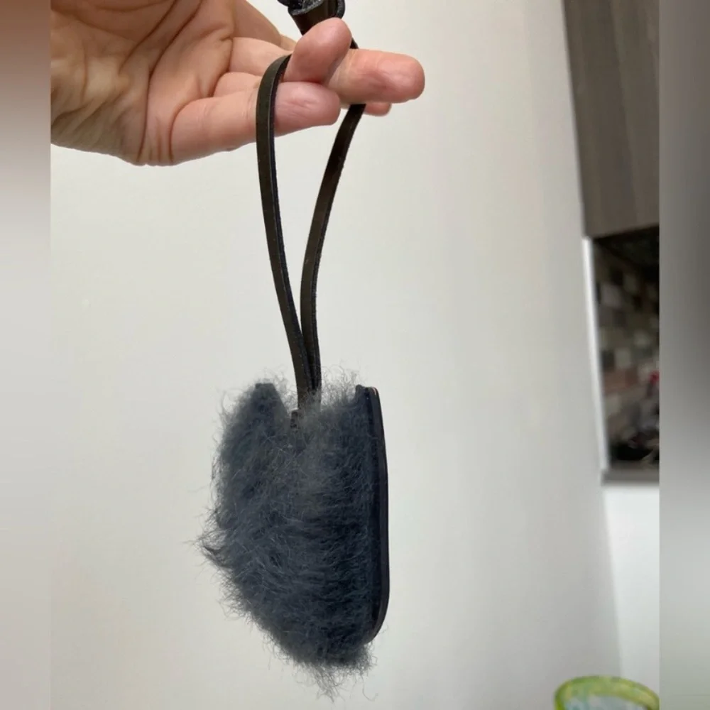 Madewell Shearling Cat Bag Tag Keychain Grey - Like New in “Bien Fait” Pouch